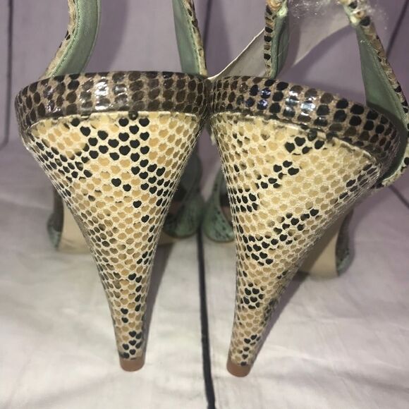 NEW! H&M Snake Skin Green/Beige Slingback Pumps 6 - Picture 5 of 7